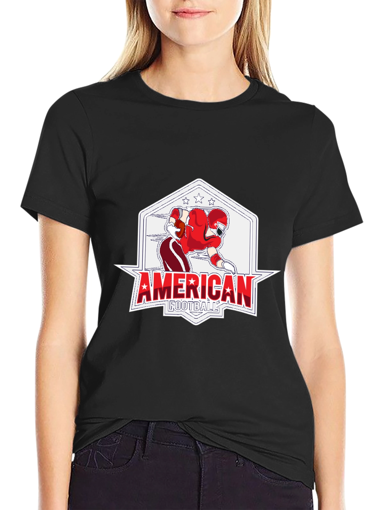 American Football Graphic Black T-Shirt