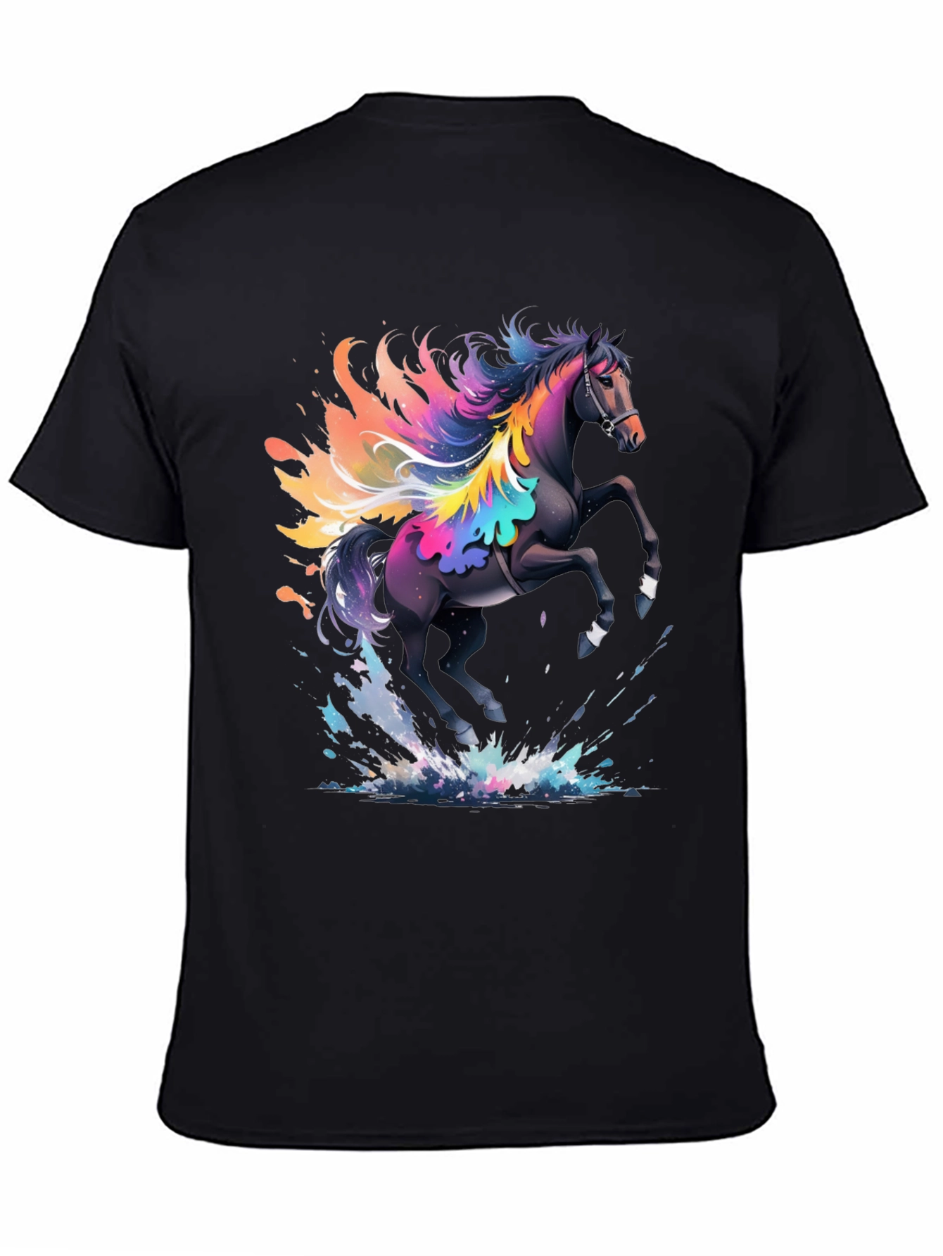 Rainbow Horse Graphic Tee - Mens Black T-Shirt