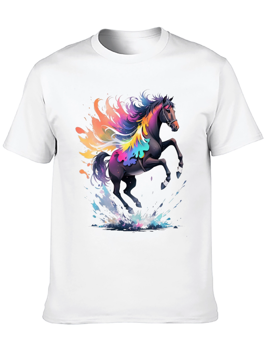 Rainbow Horse Graphic Tee - Mens Black T-Shirt