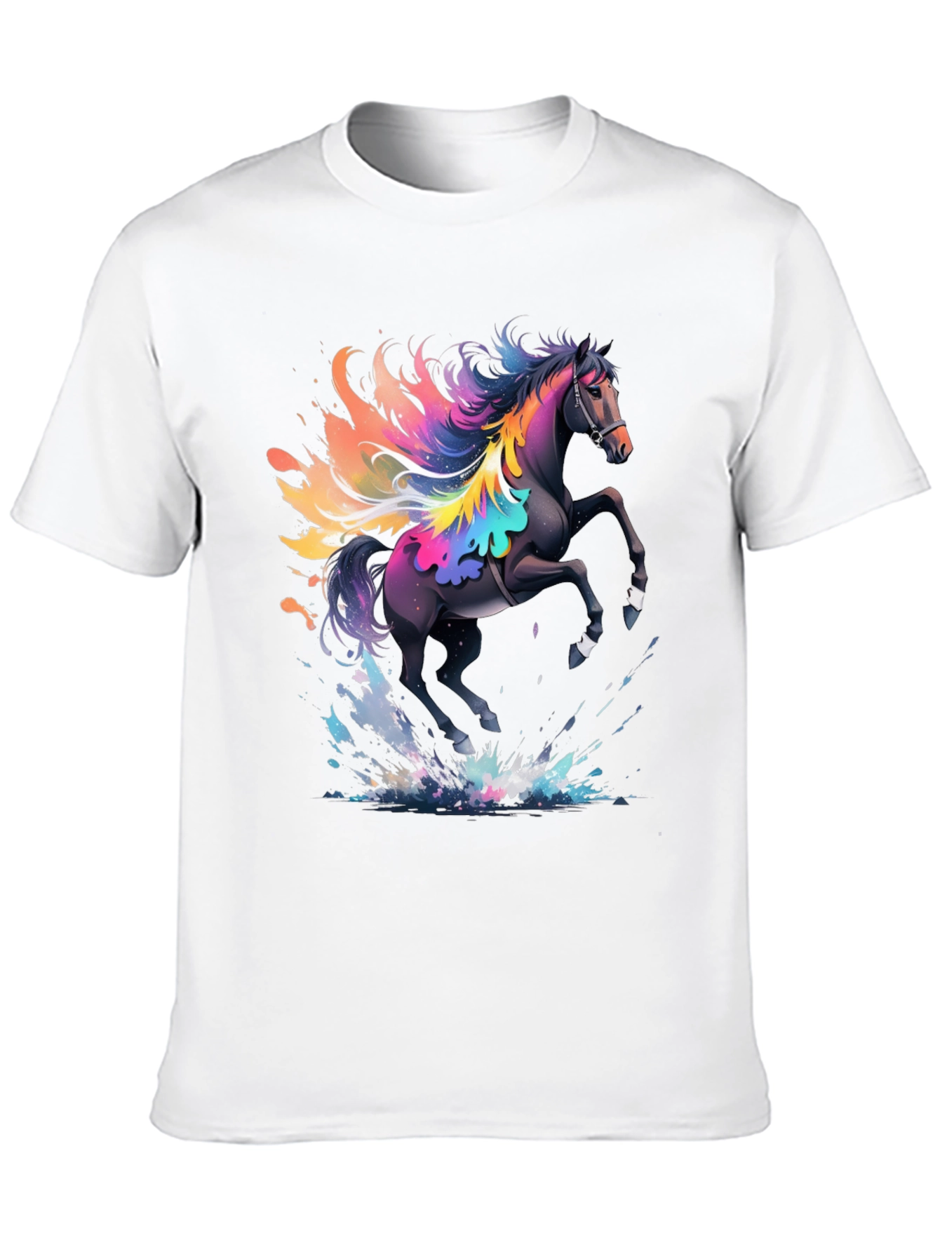 Rainbow Horse Graphic Tee - Mens Black T-Shirt