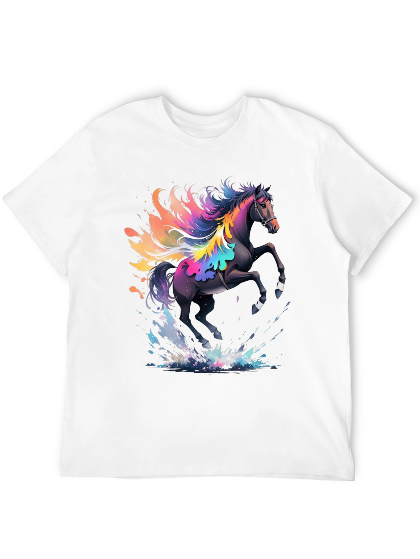 Rainbow Horse Graphic Tee - Mens Black T-Shirt