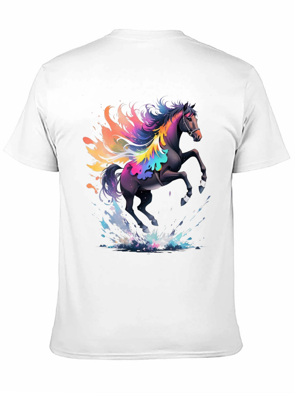 Rainbow Horse Graphic Tee - Mens Black T-Shirt