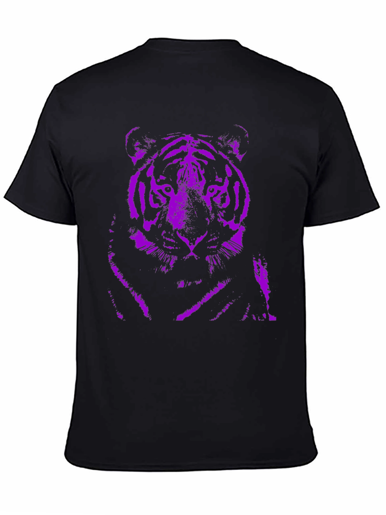 Purple Tiger Graphic Black T-Shirt