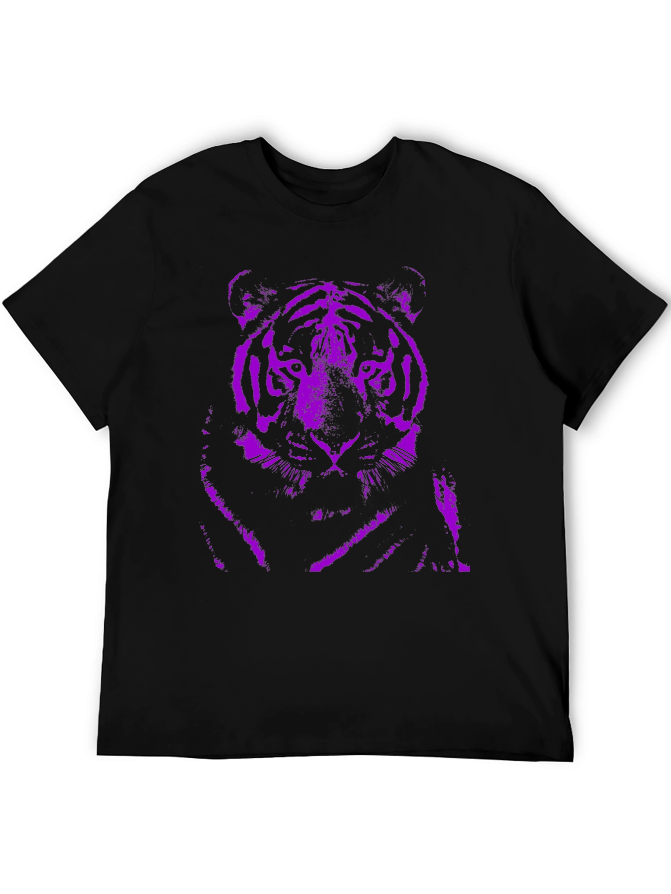 Purple Tiger Graphic Black T-Shirt