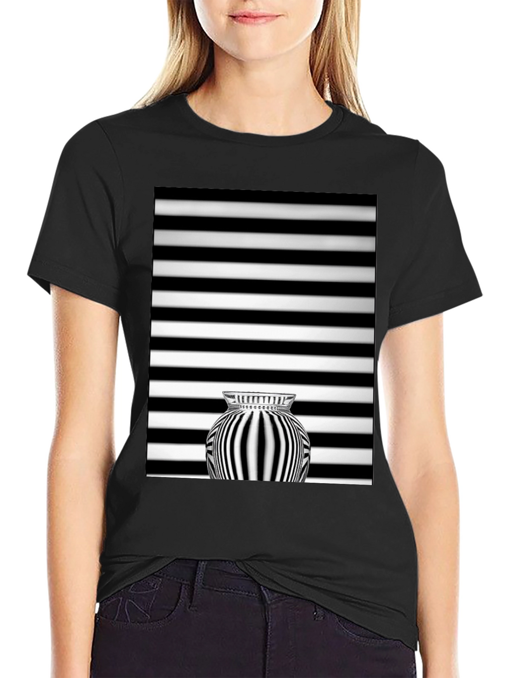 Optical Illusion Striped Vase Graphic Tee