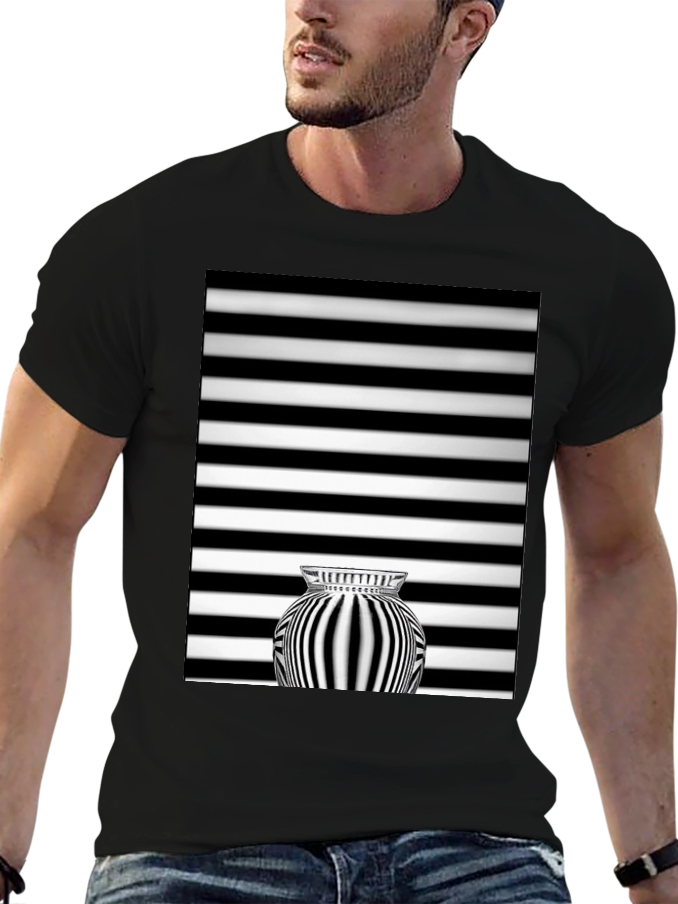 Optical Illusion Striped Vase Graphic Tee