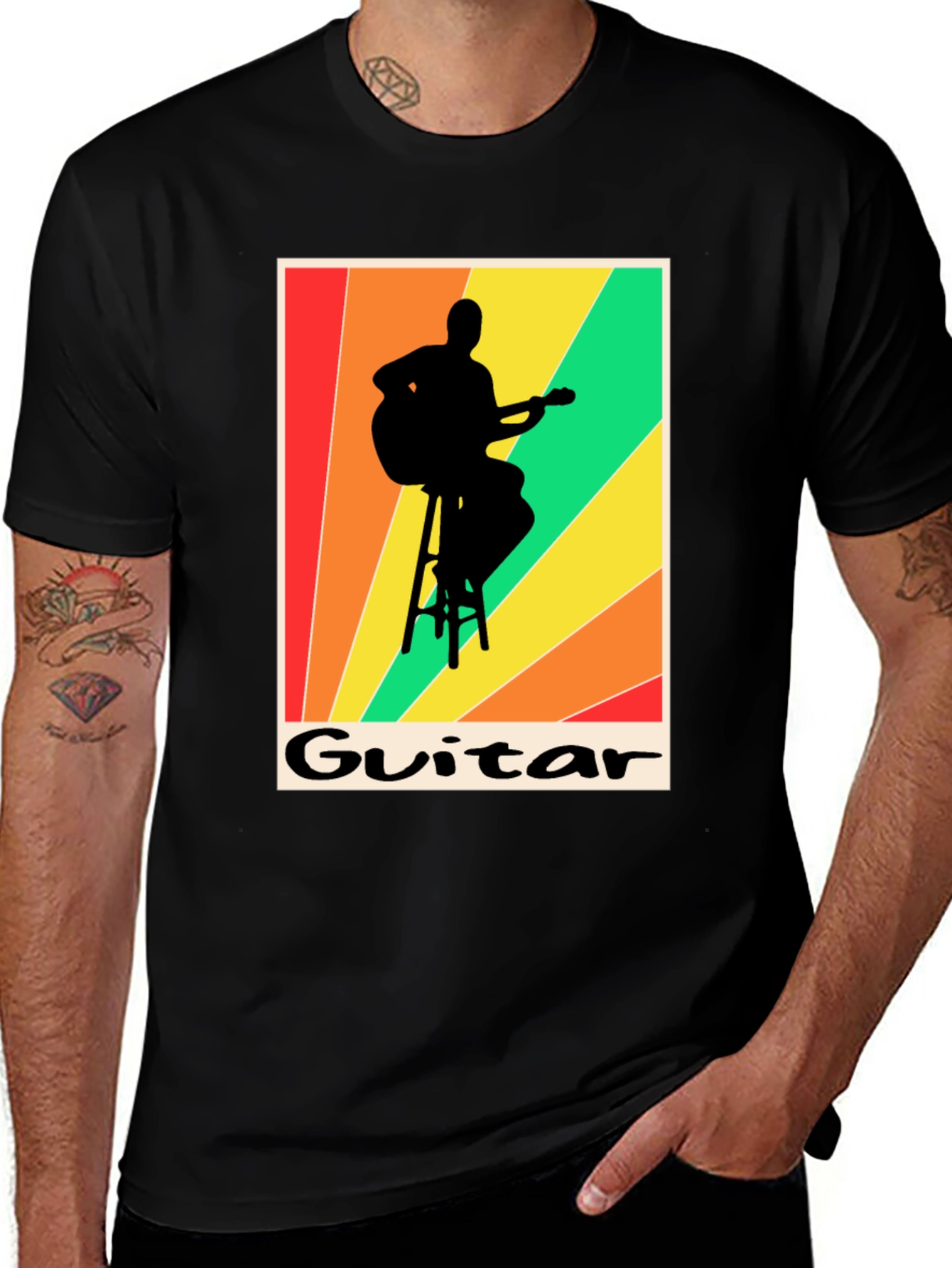 Retro Guitarist T-Shirt - Musical Silhouette Tee