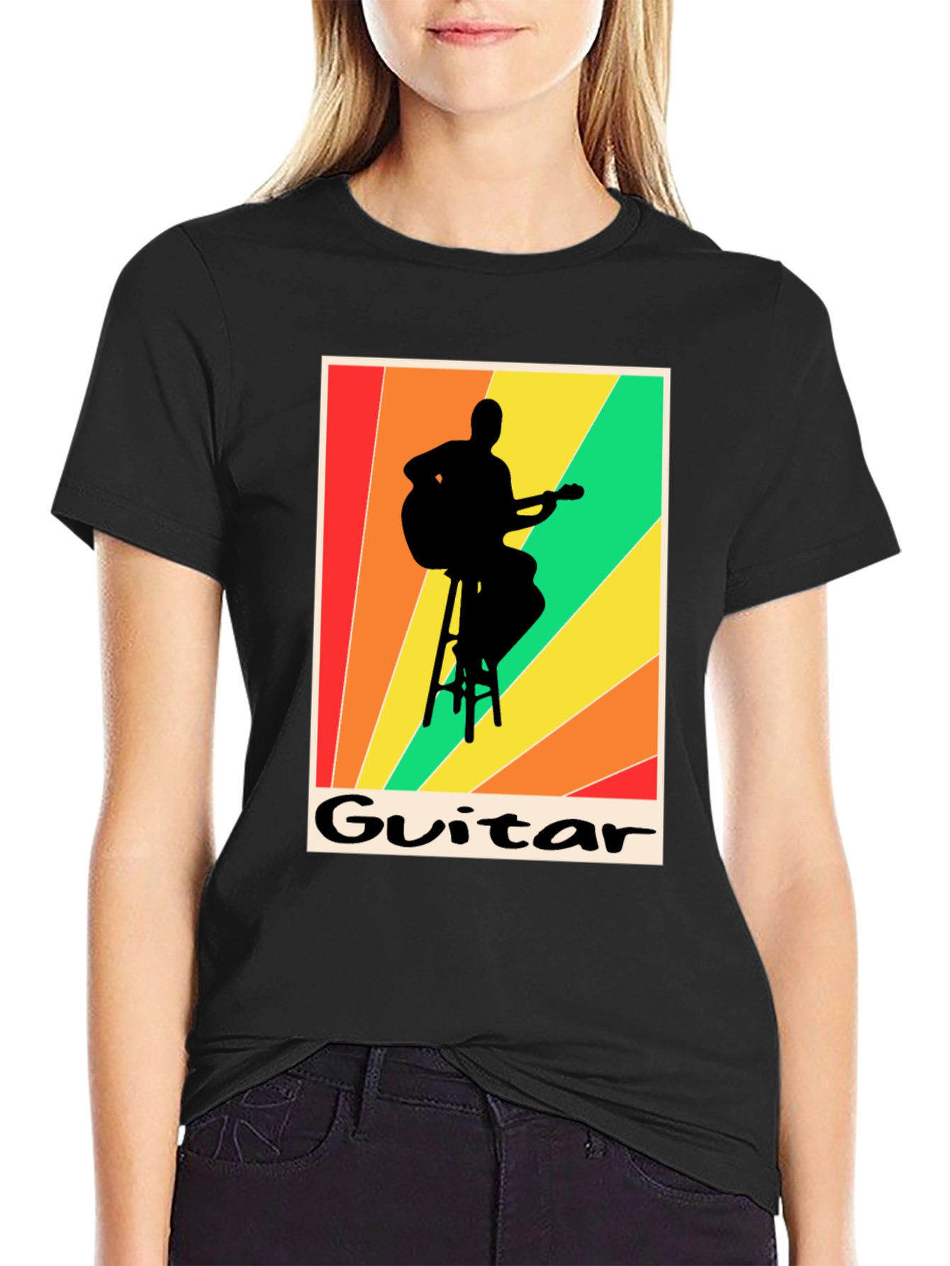Retro Guitarist T-Shirt - Musical Silhouette Tee