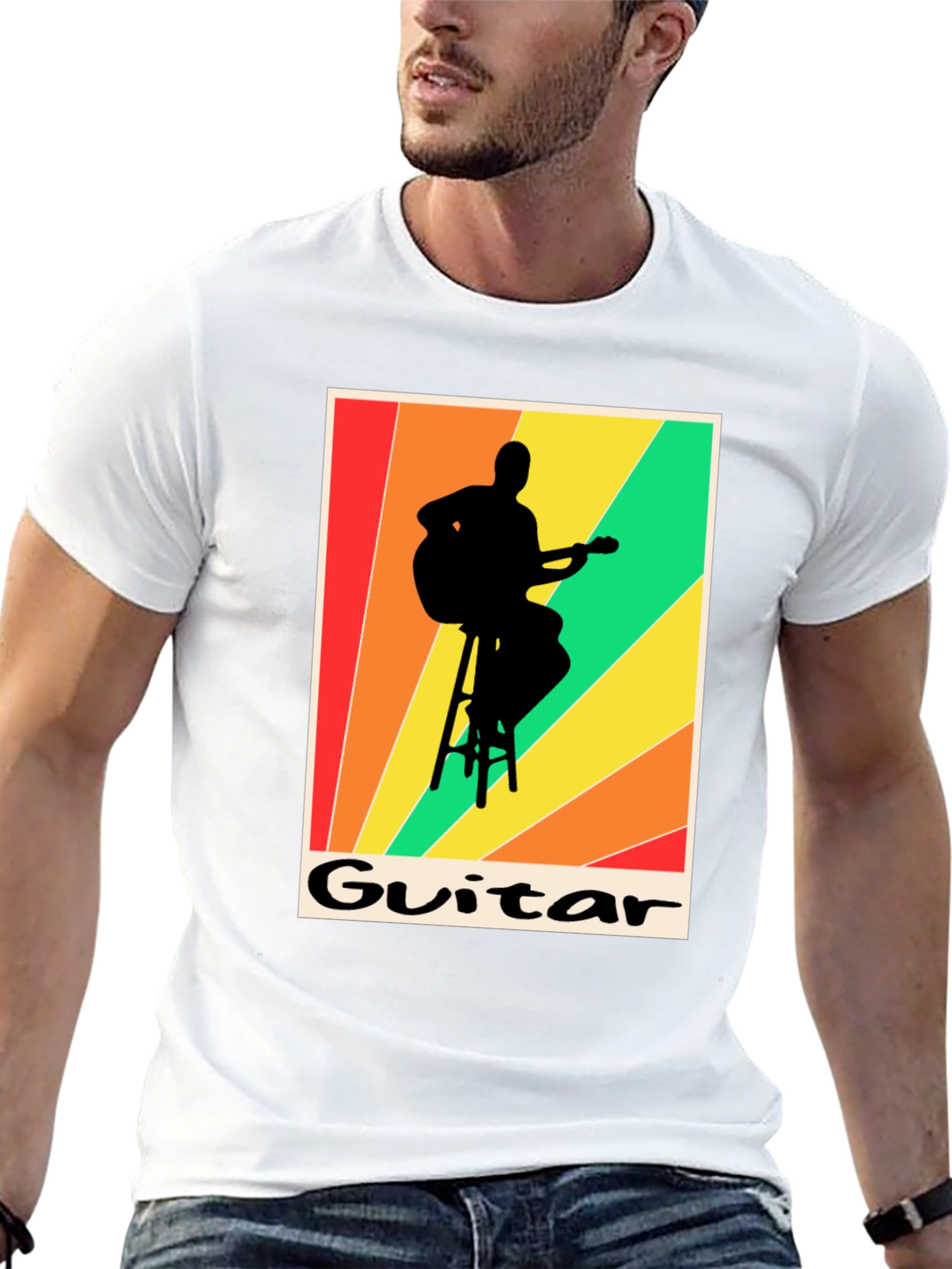 Retro Guitarist T-Shirt - Musical Silhouette Tee