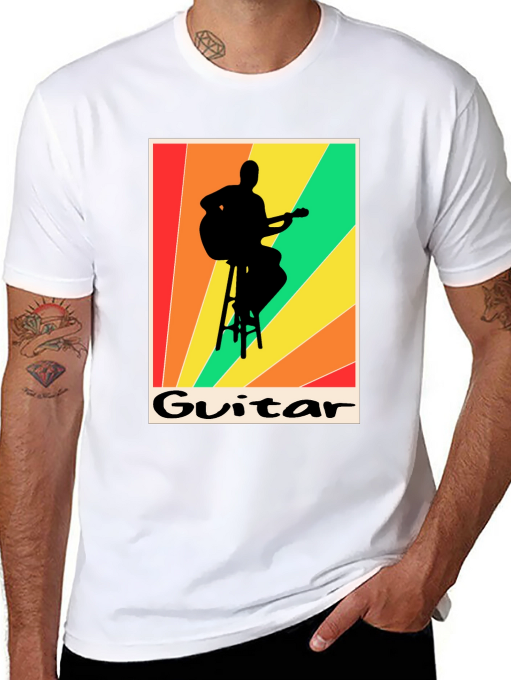Retro Guitarist T-Shirt - Musical Silhouette Tee