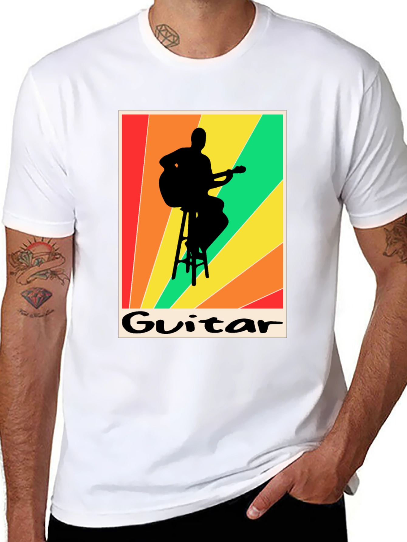 Retro Guitarist T-Shirt - Musical Silhouette Tee