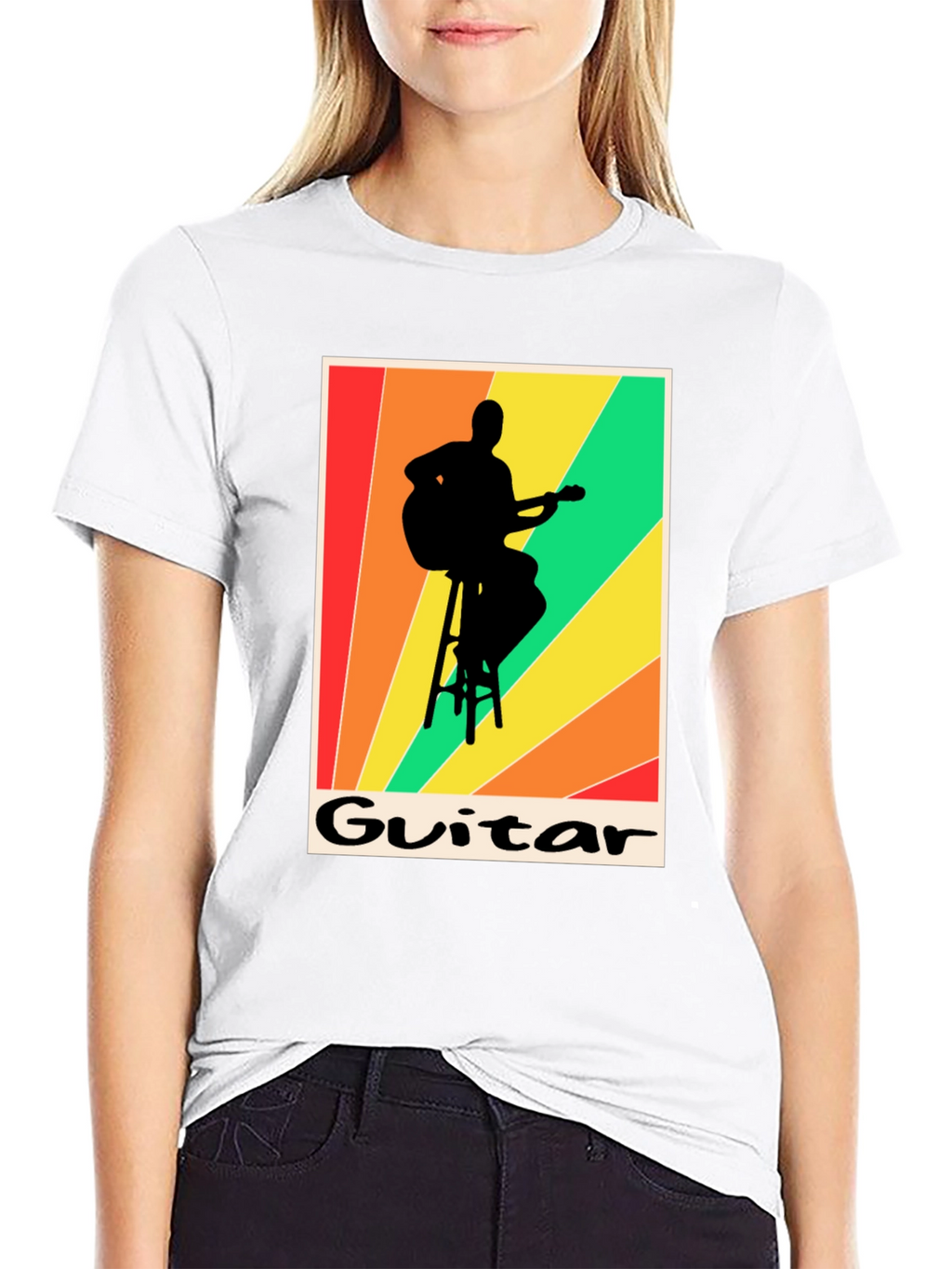 Retro Guitarist T-Shirt - Musical Silhouette Tee