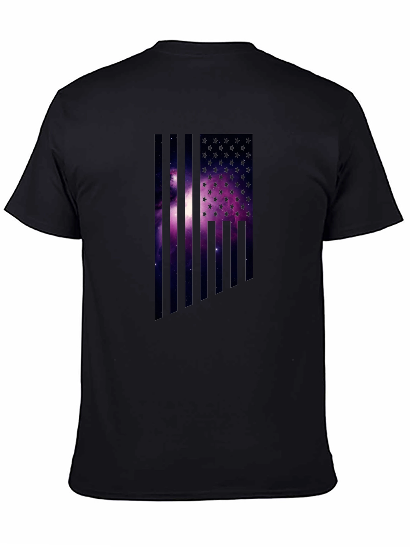 Cosmic American Flag Graphic Tee - Black