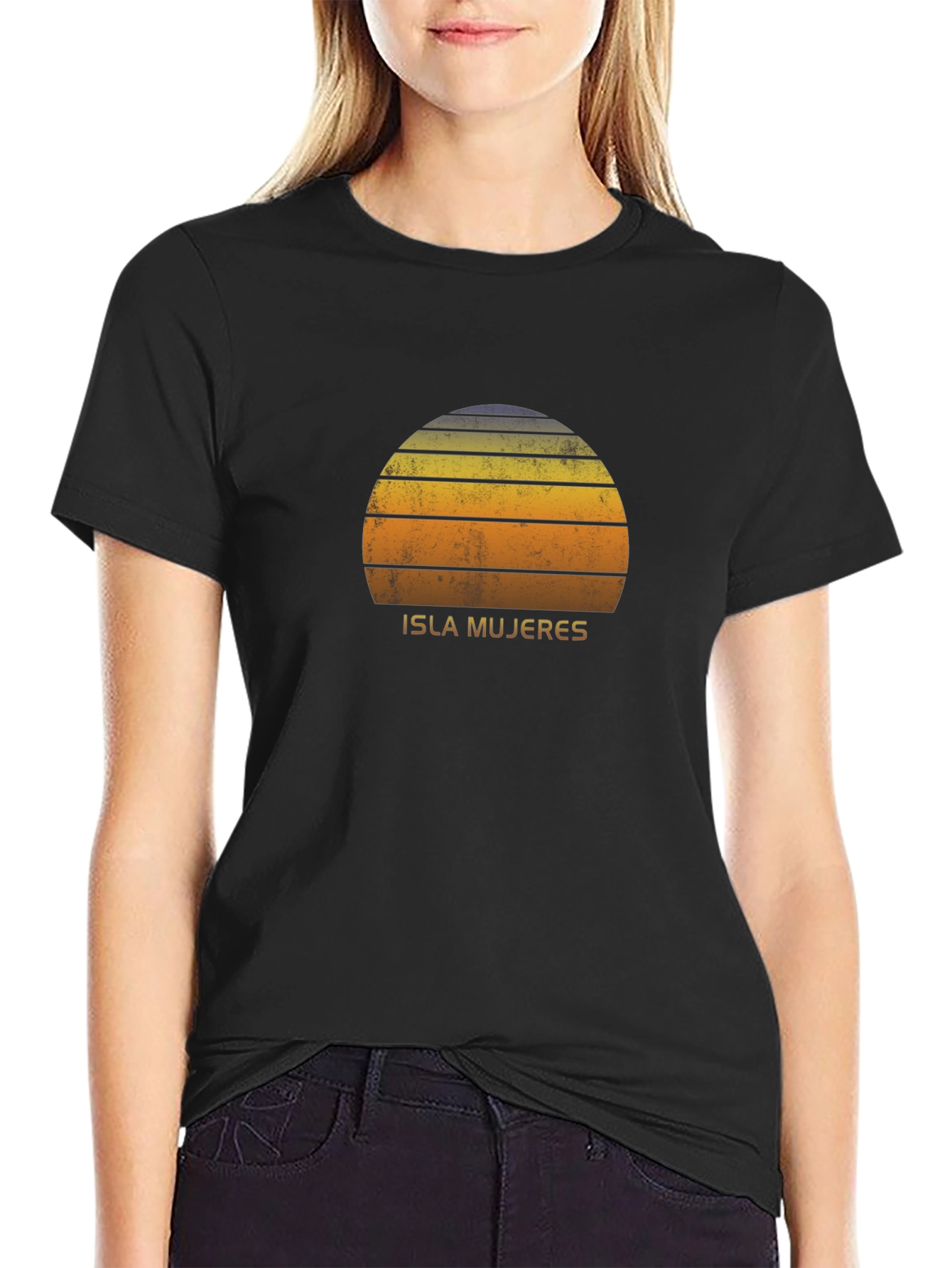 Isla Mujeres Retro Sunset Graphic T-Shirt