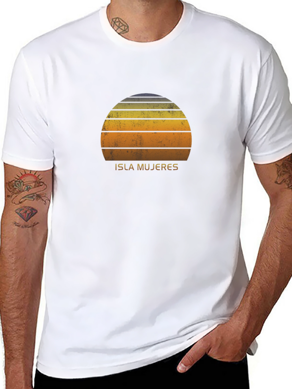 Isla Mujeres Retro Sunset Graphic T-Shirt