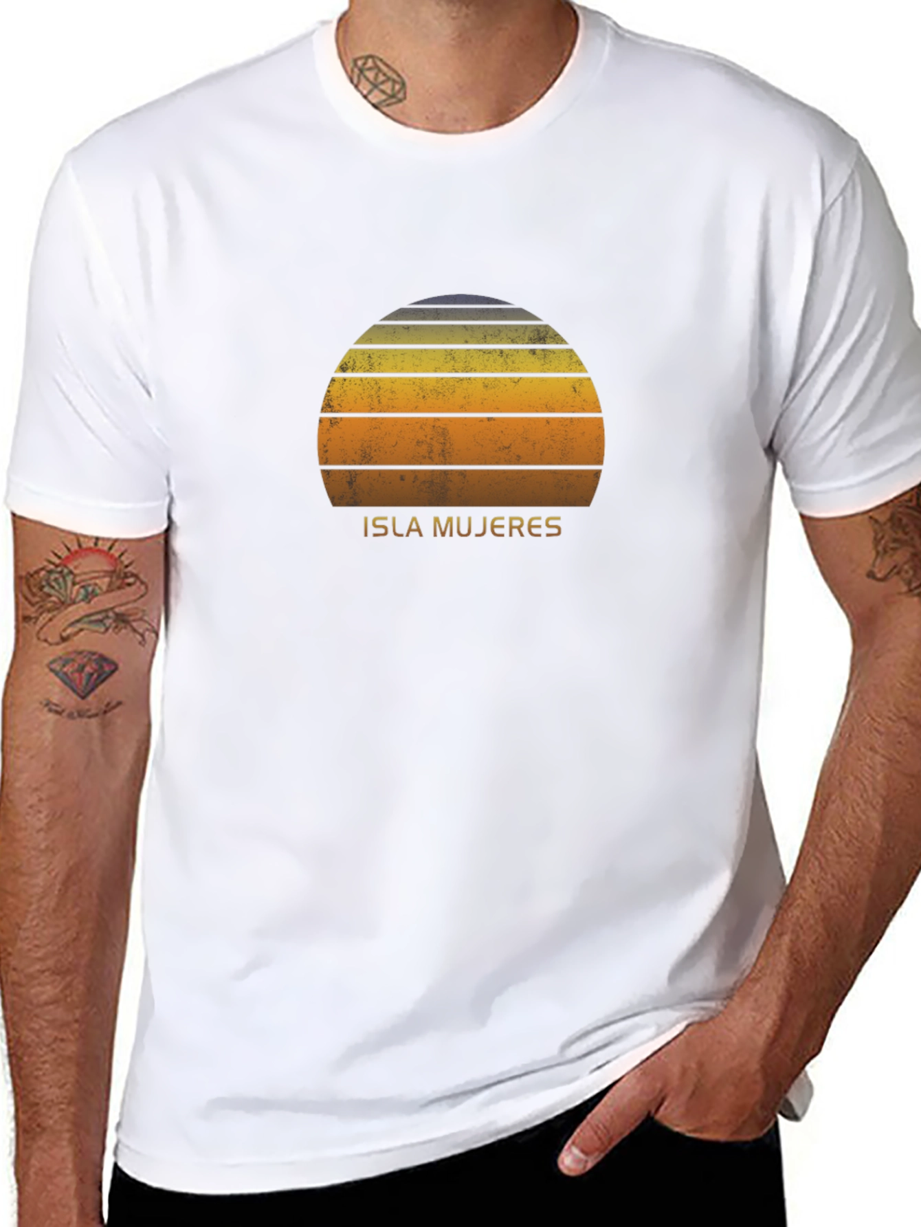 Isla Mujeres Retro Sunset Graphic T-Shirt