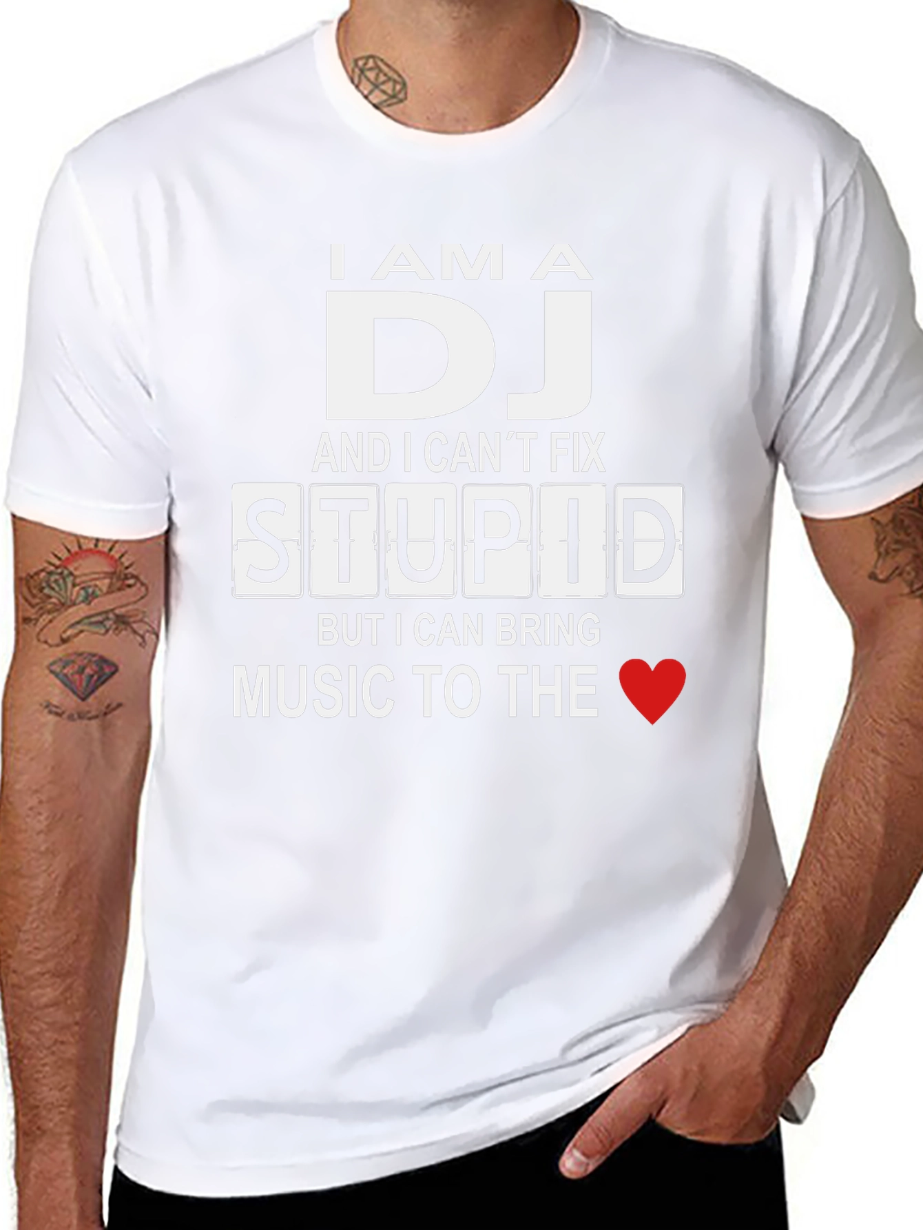 I Am A DJ T-Shirt: Cant Fix Stupid Bring Music