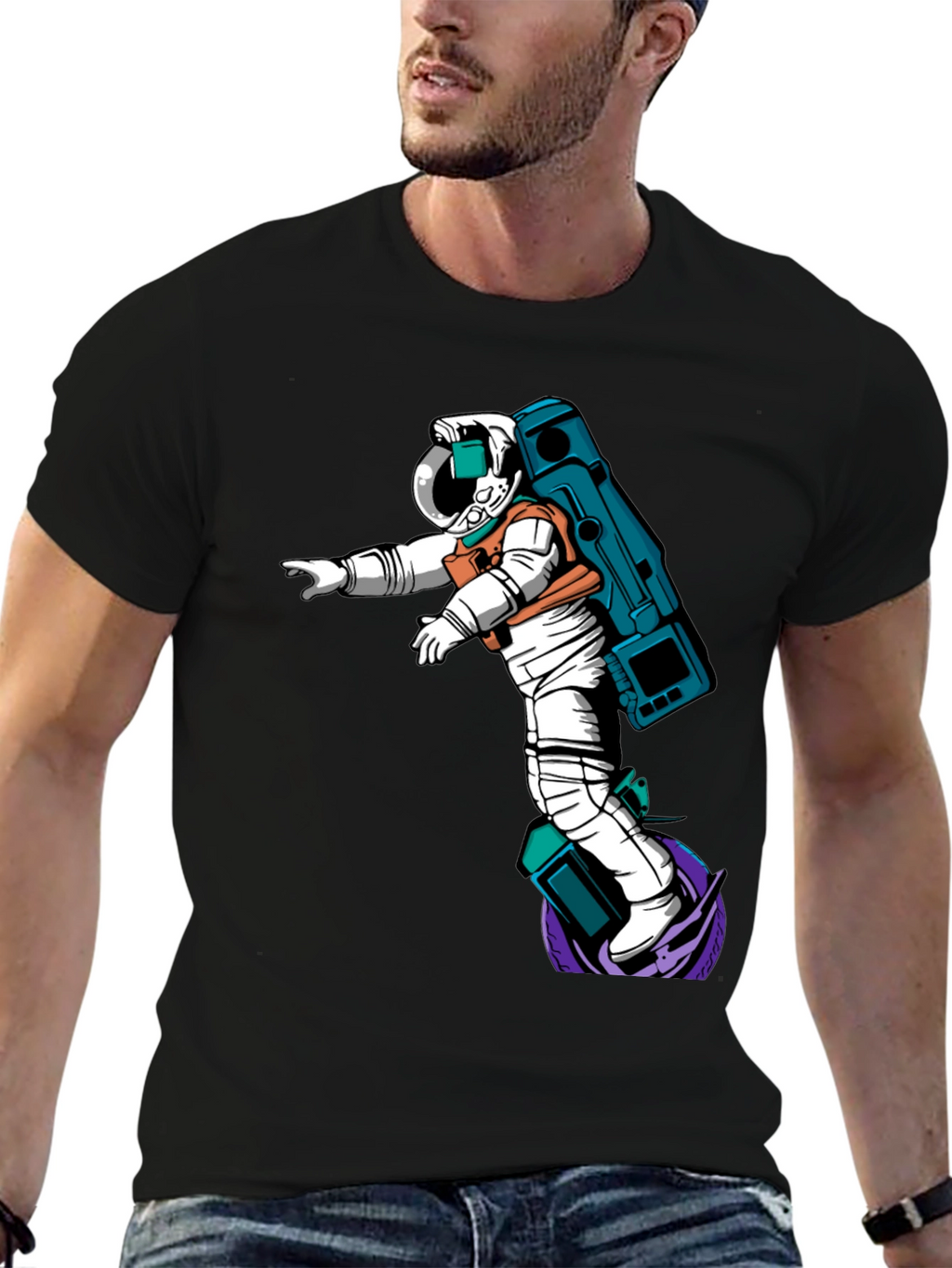 Astronaut Graphic T-Shirt - Black