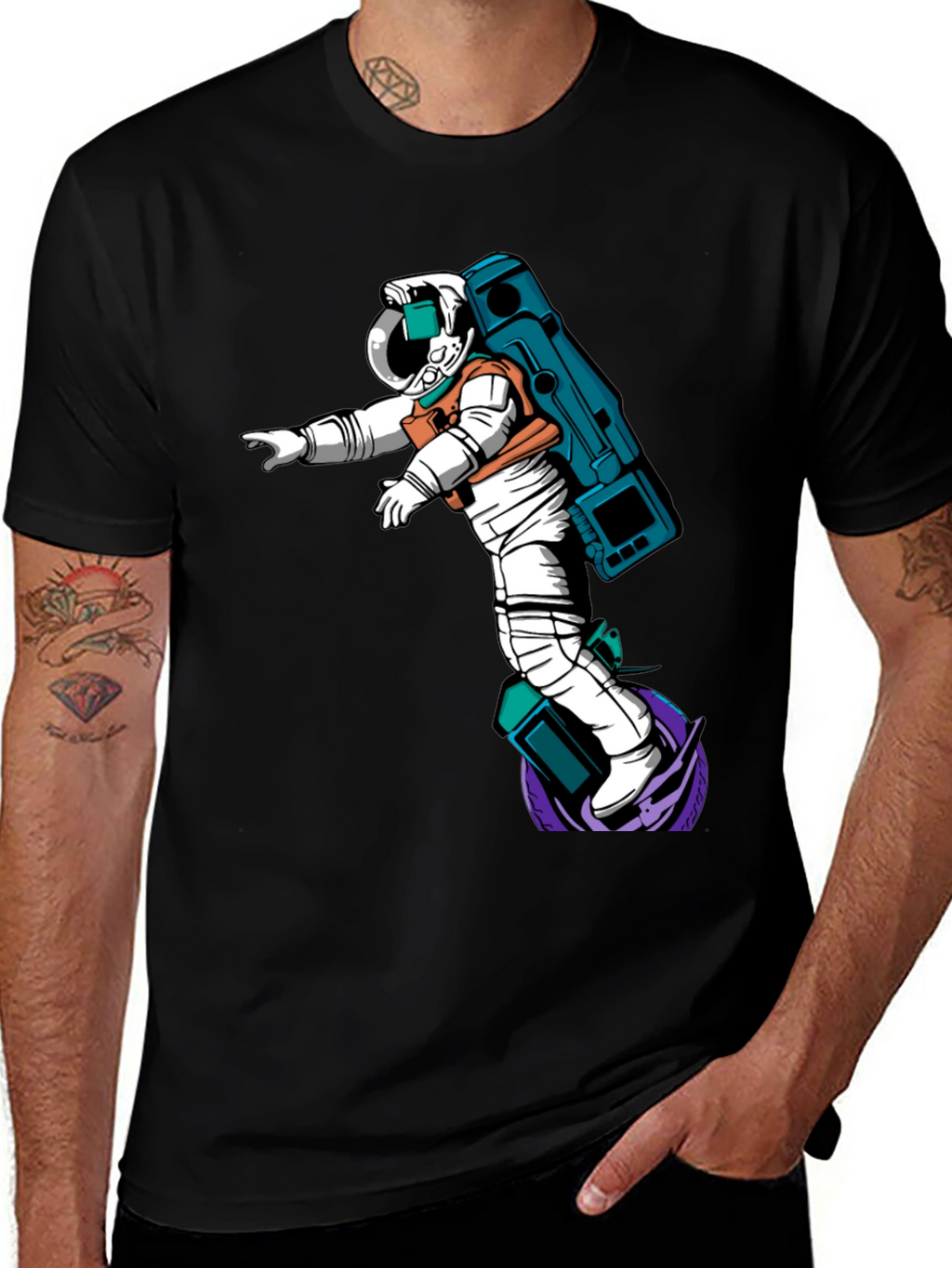 Astronaut Graphic T-Shirt - Black