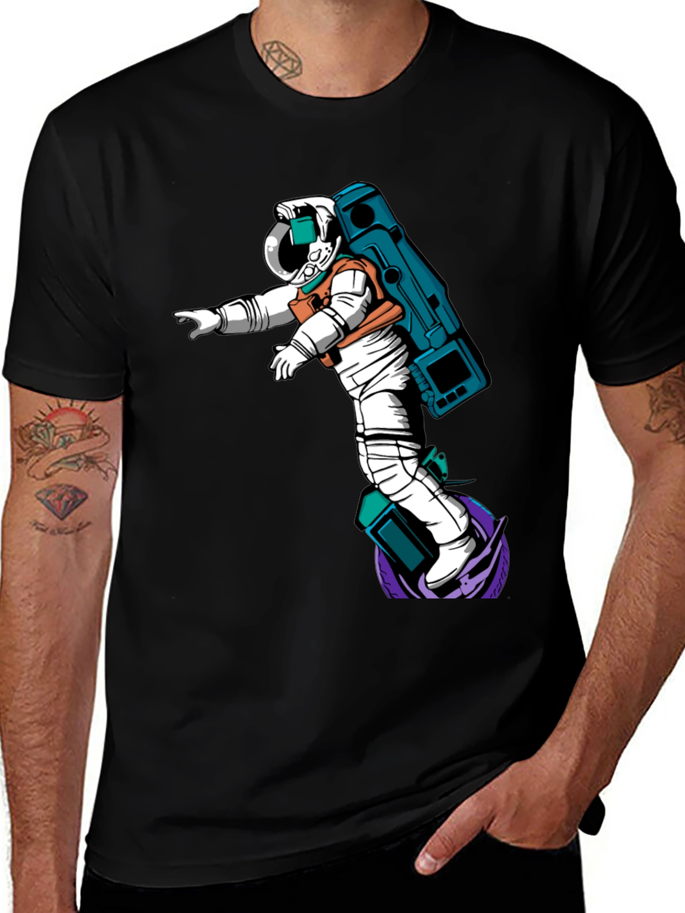 Astronaut Graphic T-Shirt - Black