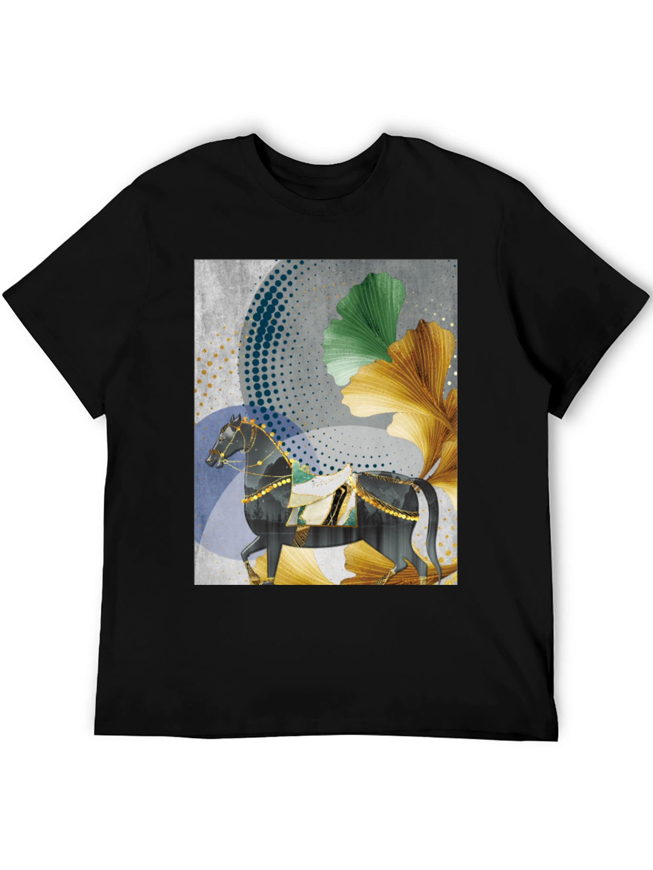 Elegant Horse Graphic Print Tee - Modern Artistic Design