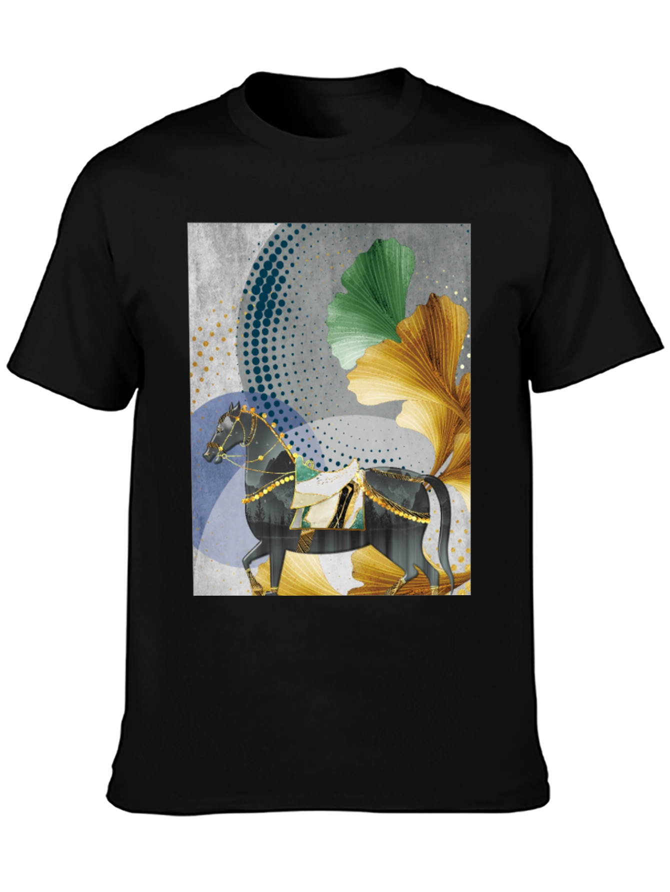 Elegant Horse Graphic Print Tee - Modern Artistic Design