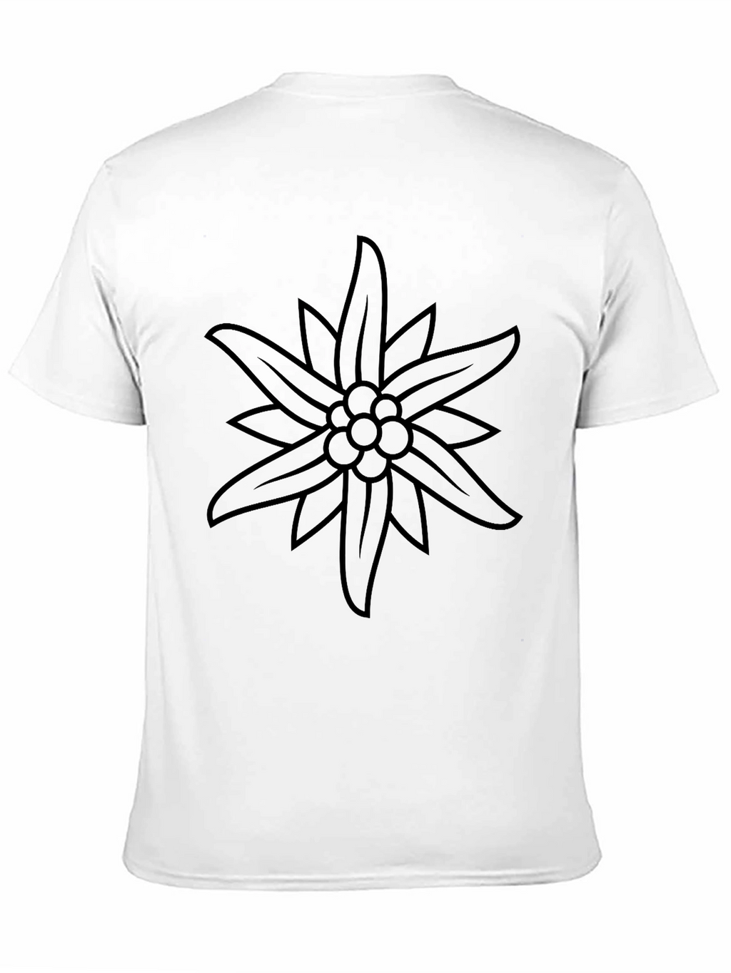Edelweiss Flower Graphic Tee - Stylish Black T-Shirt