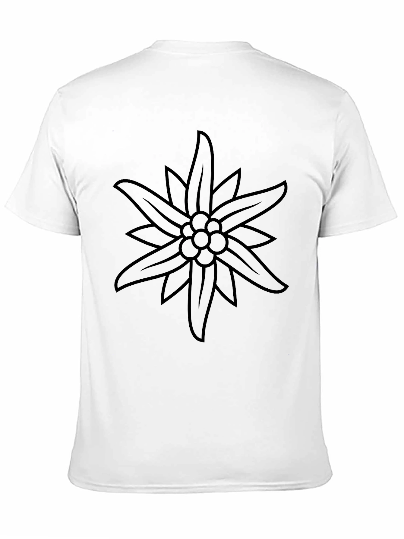 Edelweiss Flower Graphic Tee - Stylish Black T-Shirt