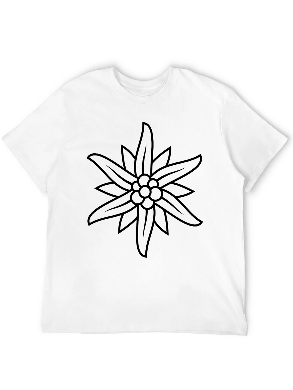 Edelweiss Flower Graphic Tee - Stylish Black T-Shirt