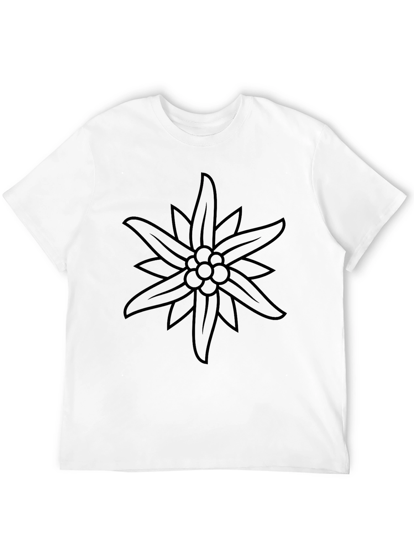 Edelweiss Flower Graphic Tee - Stylish Black T-Shirt
