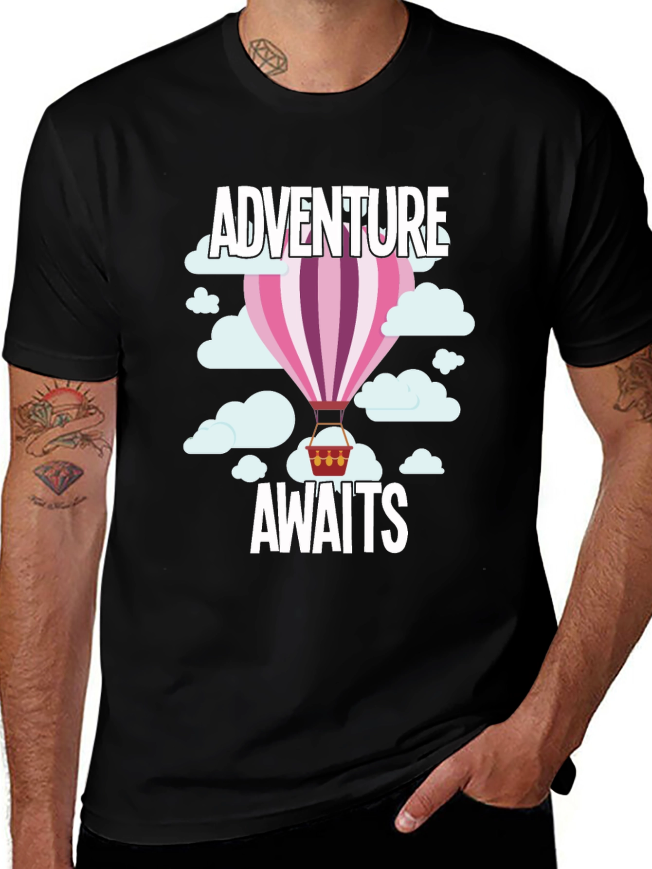Adventure Awaits Hot Air Balloon Graphic T-Shirt