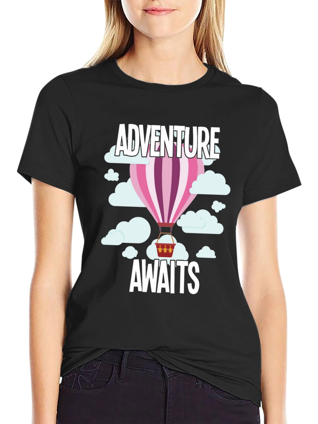 Adventure Awaits Hot Air Balloon Graphic T-Shirt