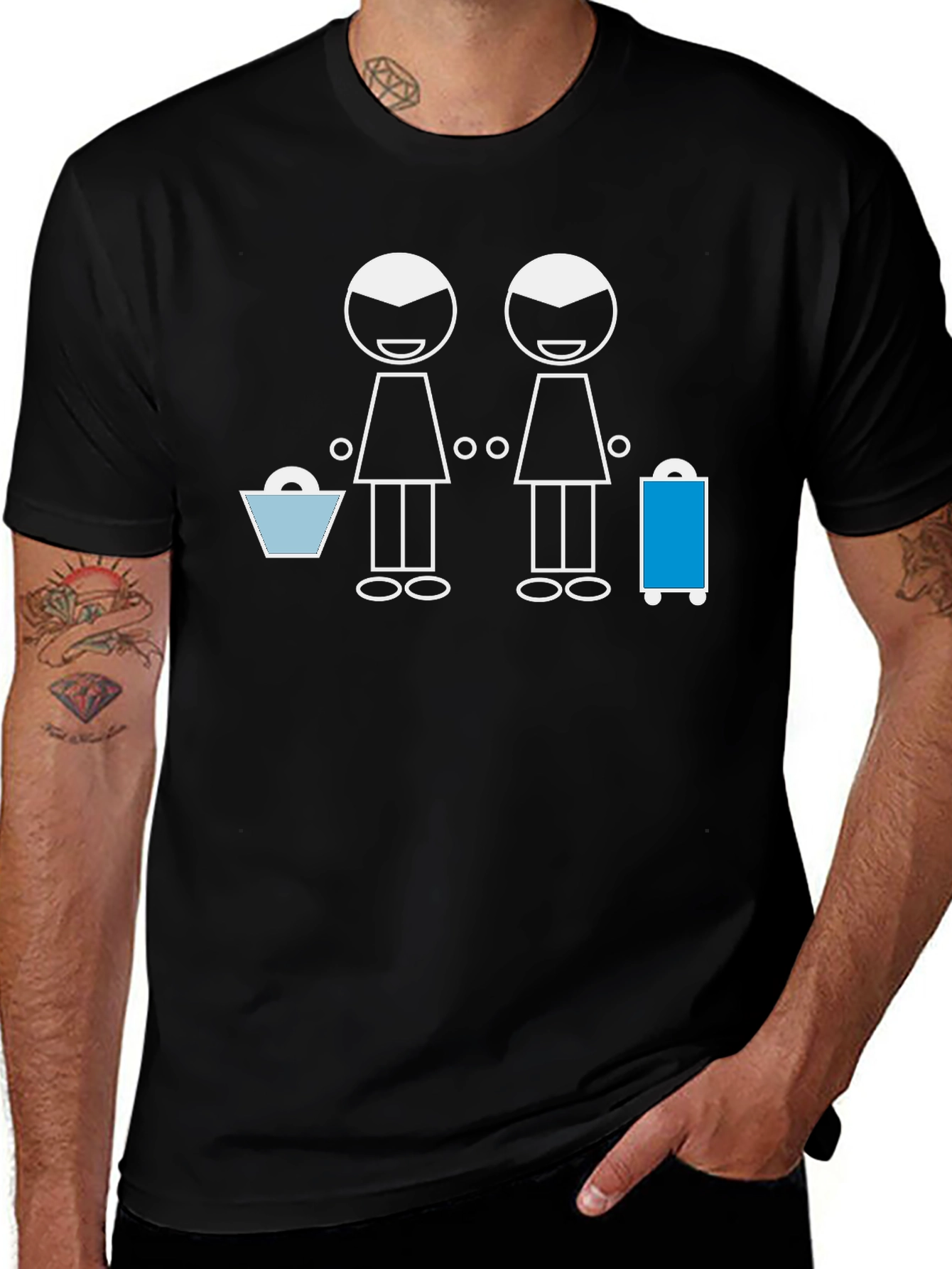 Stick Figure Lesbian Travel Black Tee