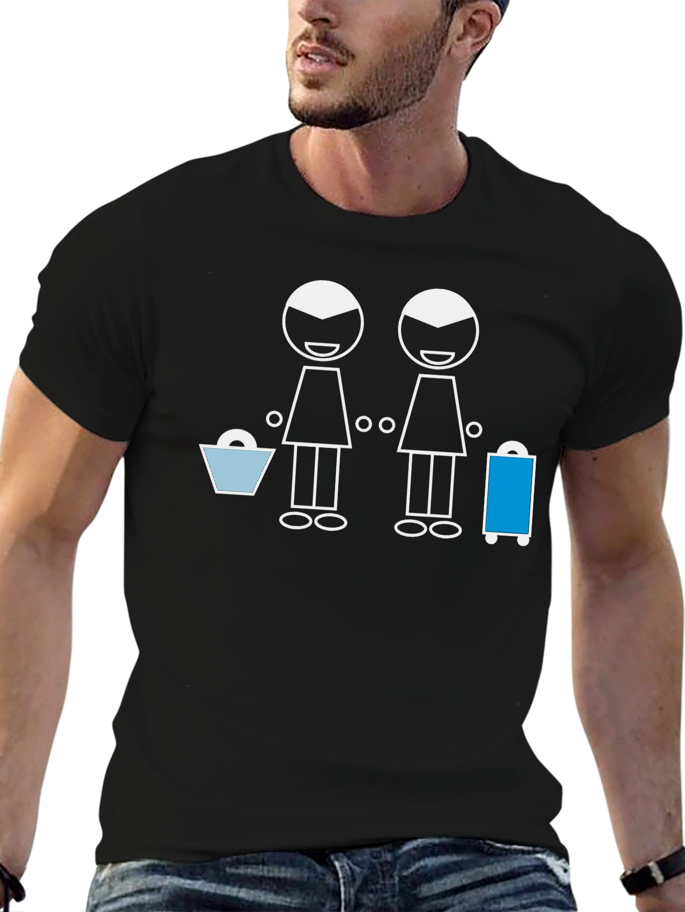 Stick Figure Lesbian Travel Black Tee