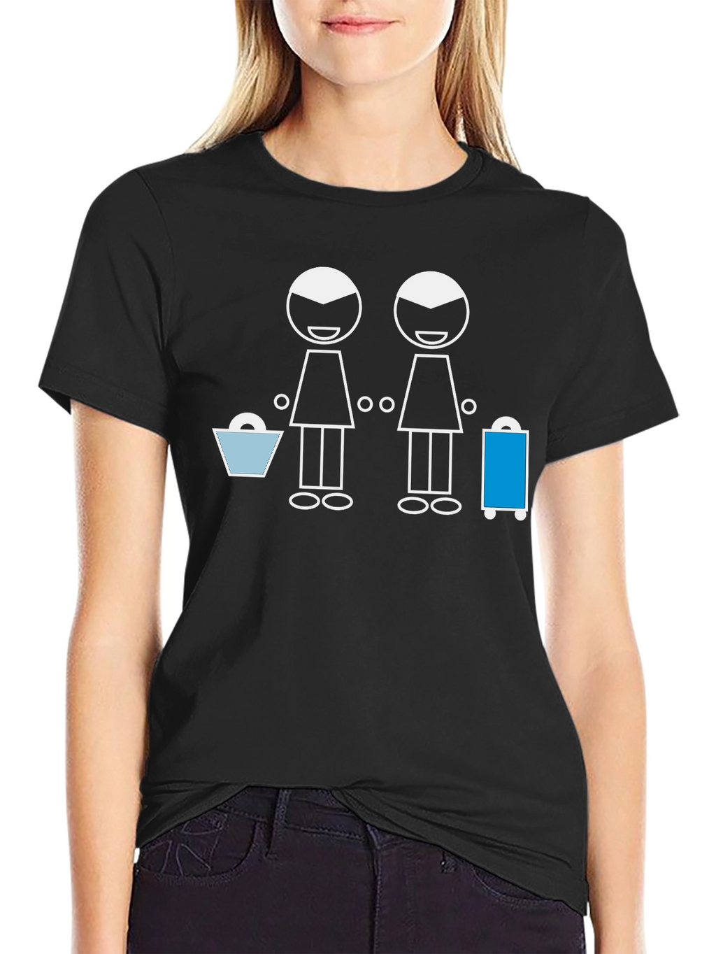 Stick Figure Lesbian Travel Black Tee