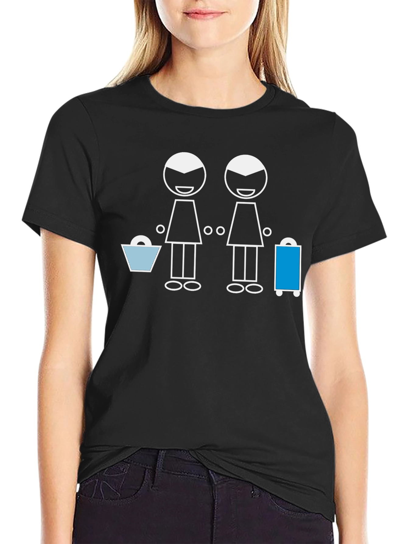 Stick Figure Lesbian Travel Black Tee