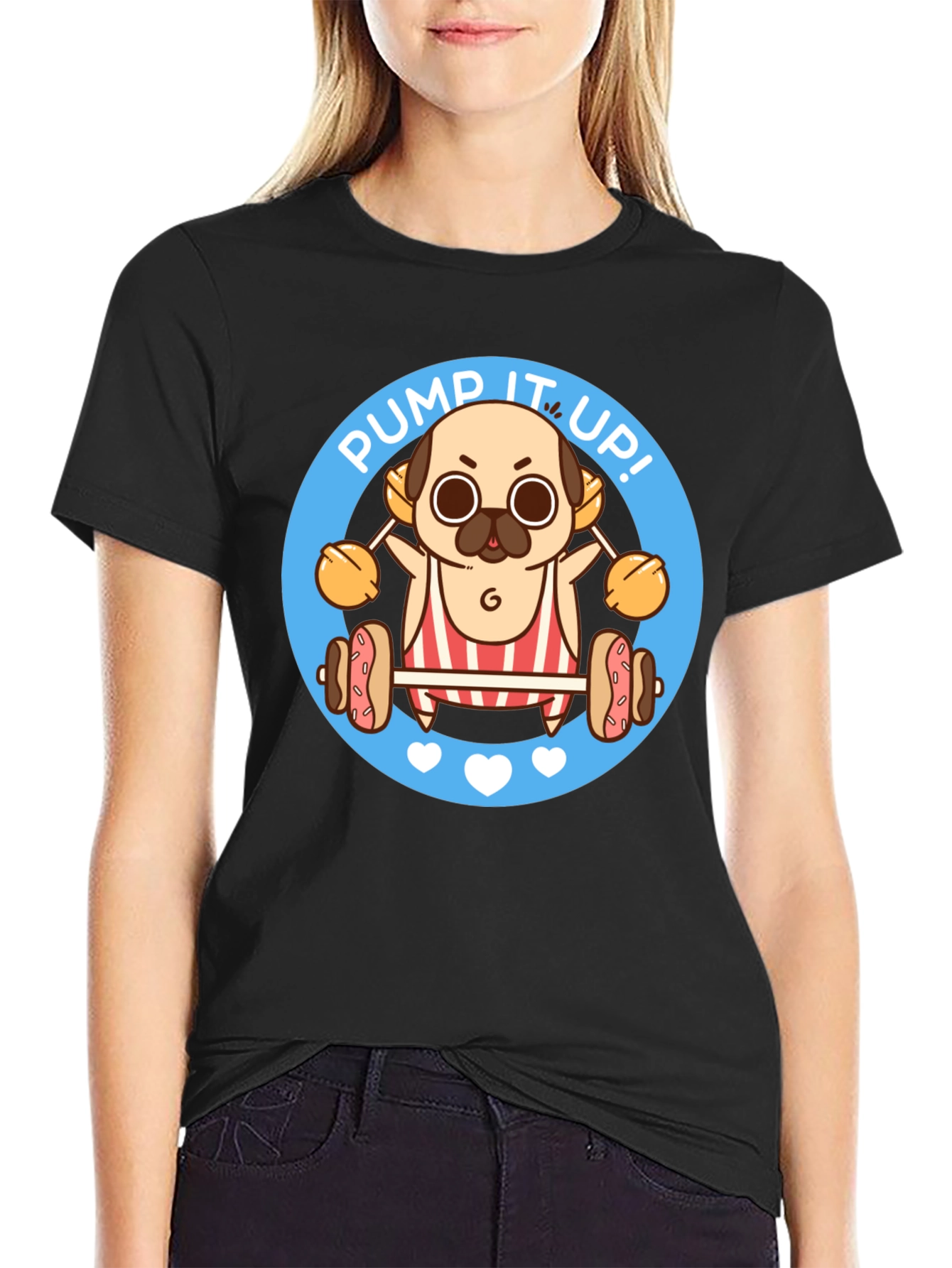 Pug Pump It Up Graphic T-Shirt