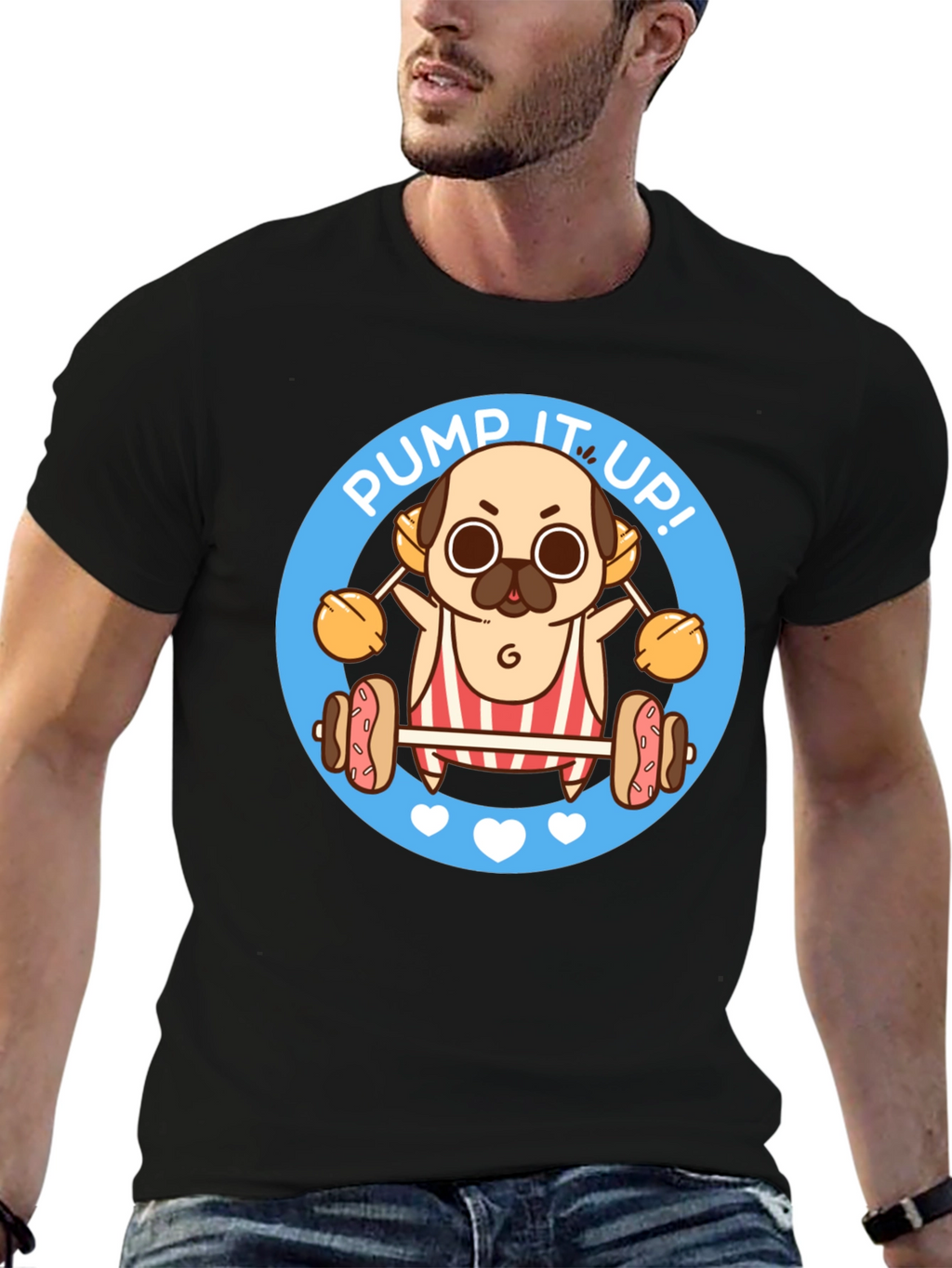 Pug Pump It Up Graphic T-Shirt