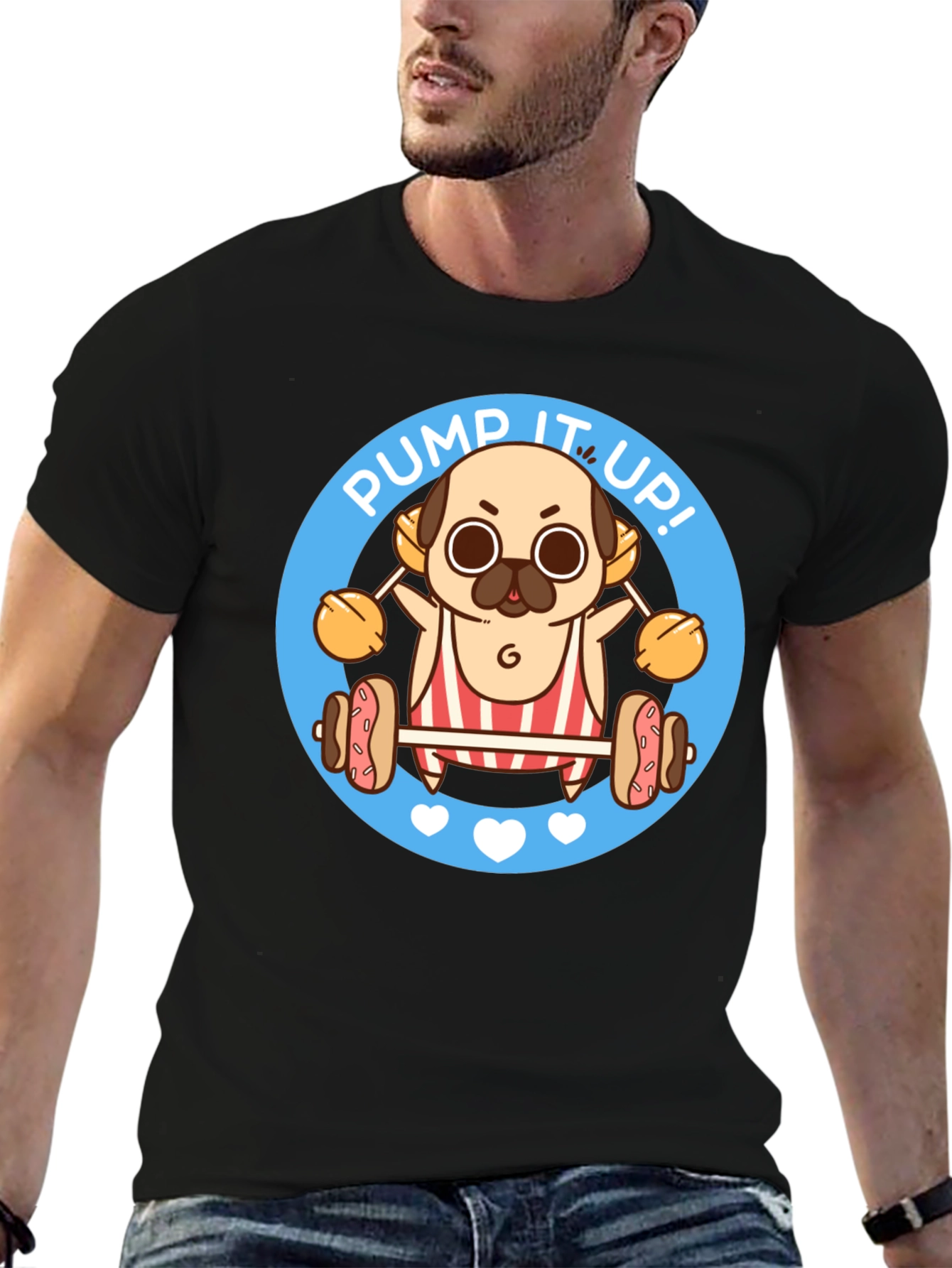 Pug Pump It Up Graphic T-Shirt