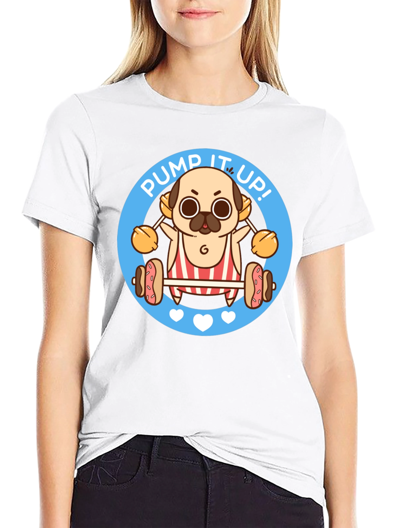 Pug Pump It Up Graphic T-Shirt