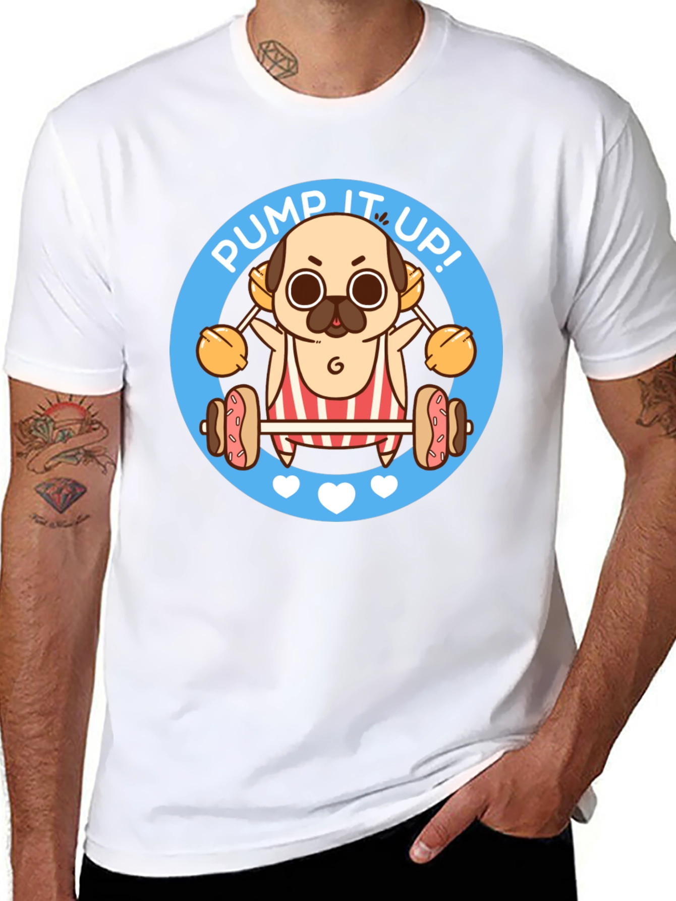 Pug Pump It Up Graphic T-Shirt