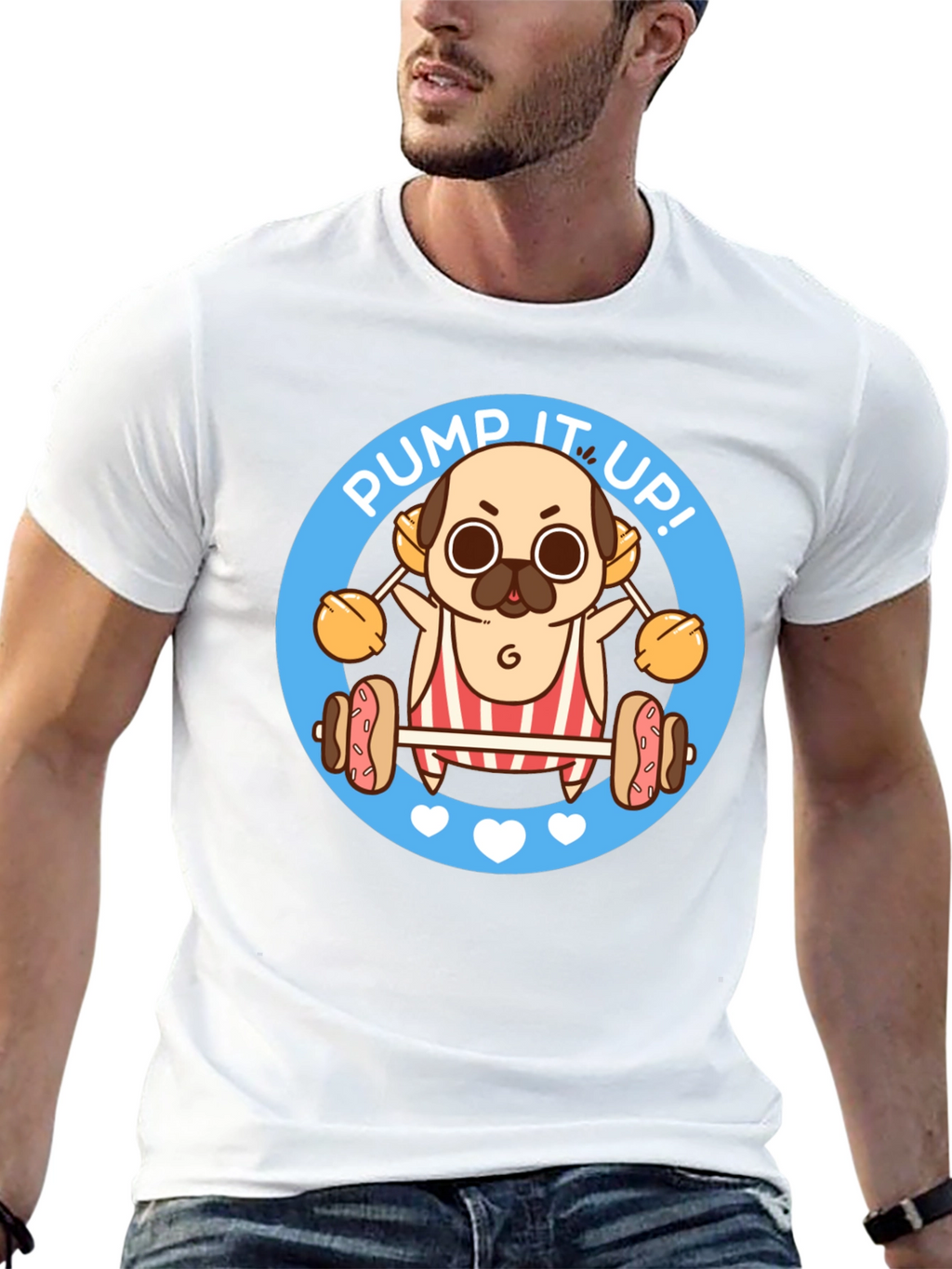 Pug Pump It Up Graphic T-Shirt