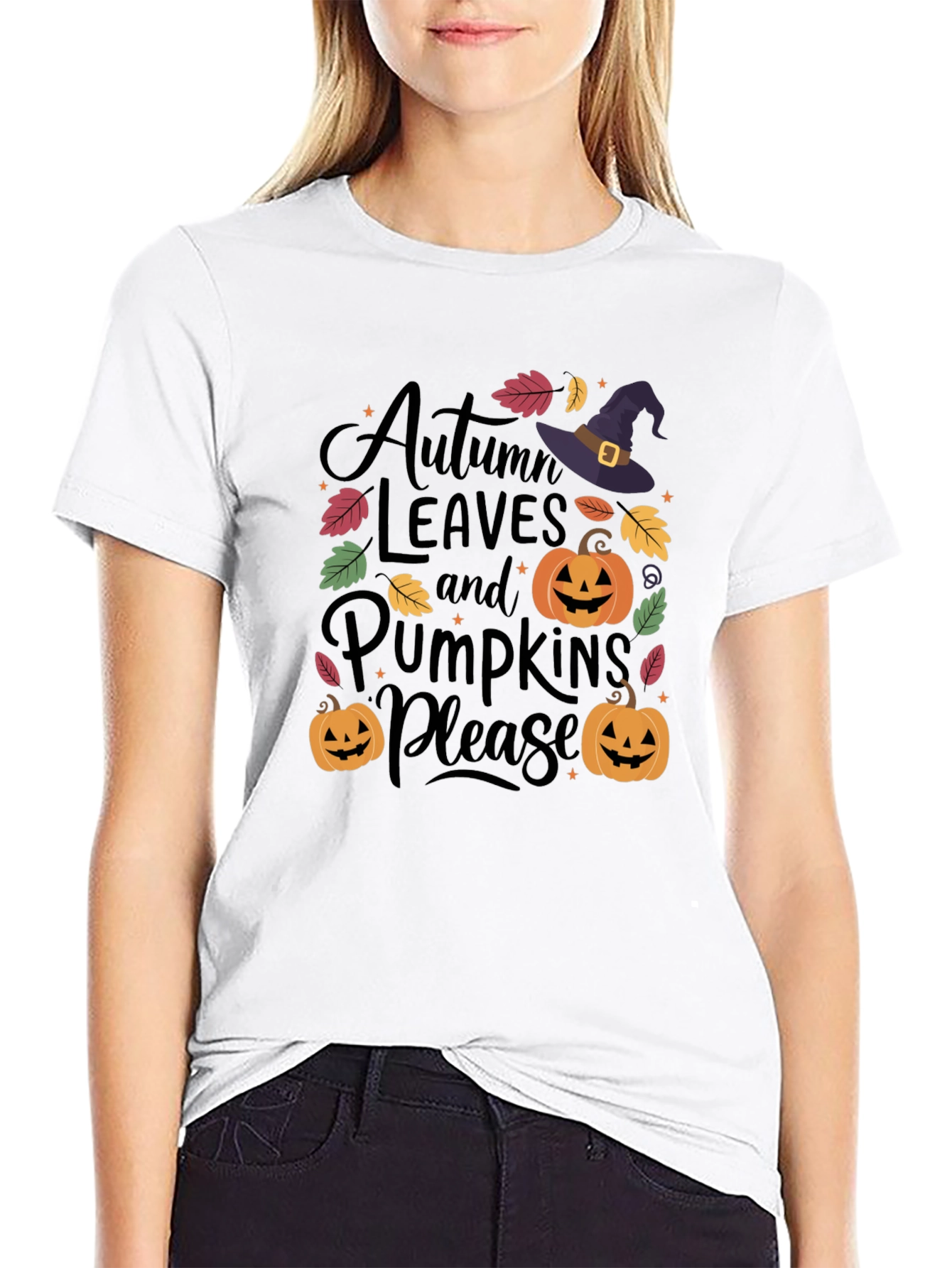 Autumn Leaves & Pumpkins Please T-Shirt