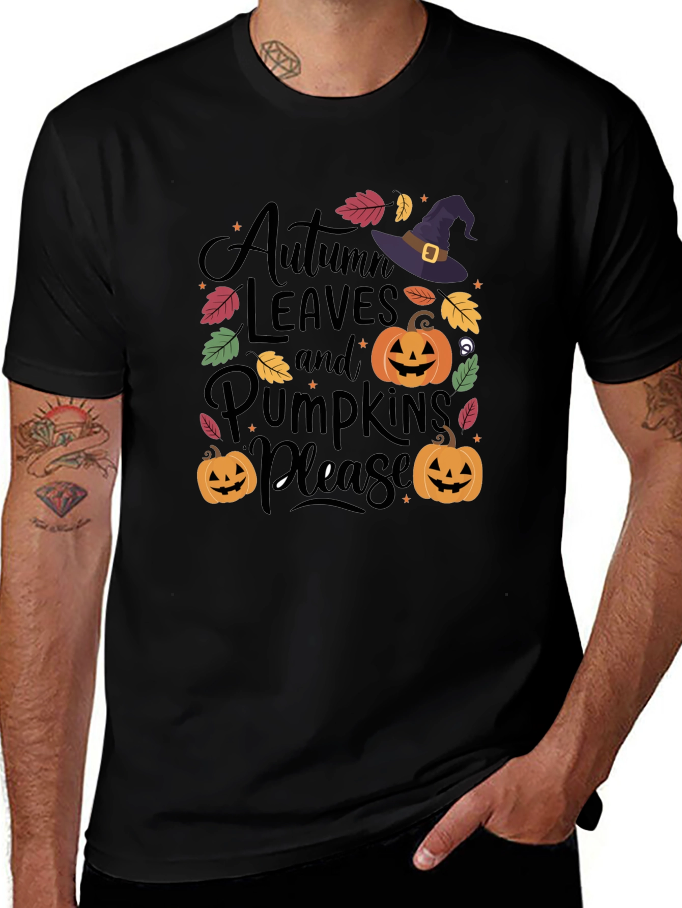 Autumn Leaves & Pumpkins Please T-Shirt