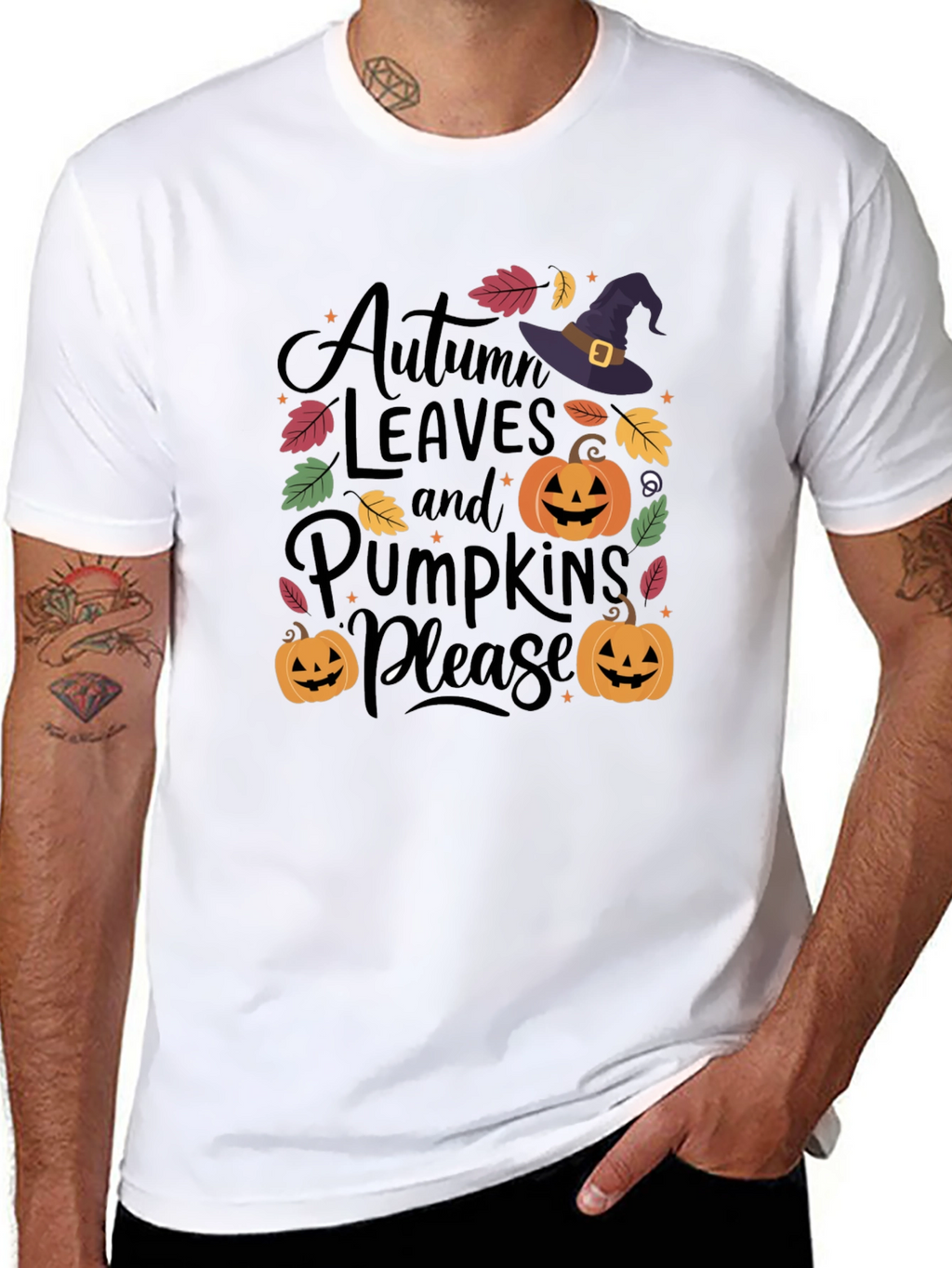 Autumn Leaves & Pumpkins Please T-Shirt