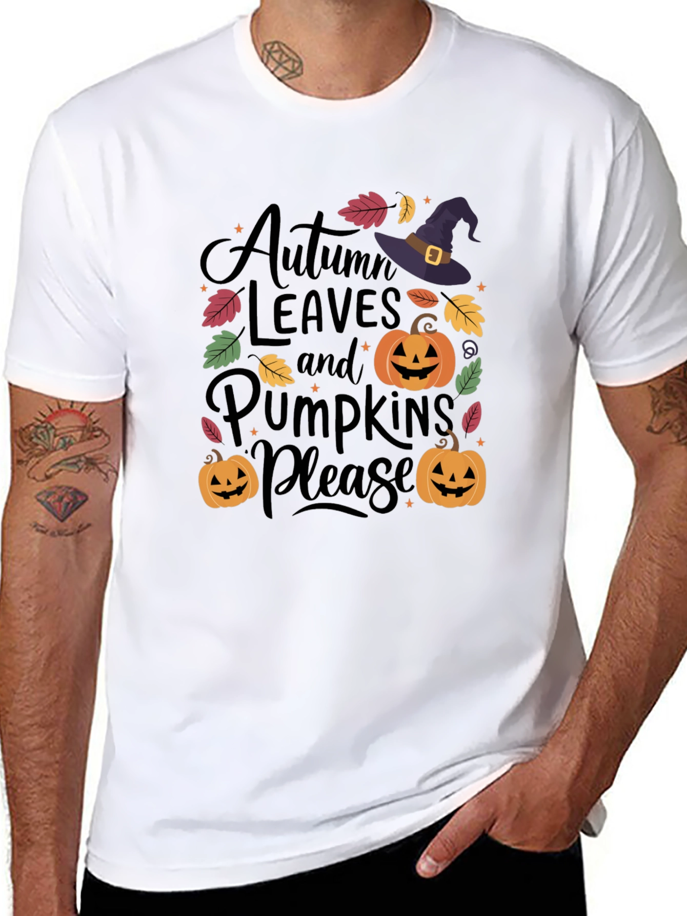 Autumn Leaves & Pumpkins Please T-Shirt
