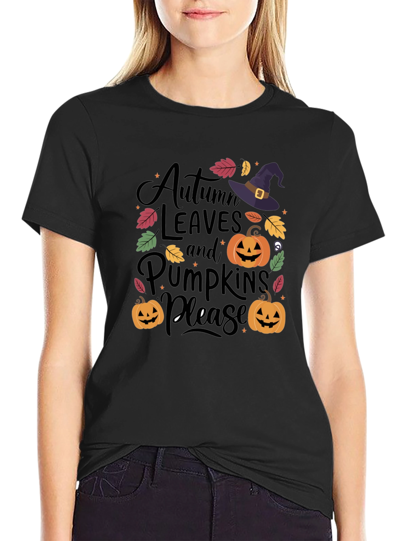 Autumn Leaves & Pumpkins Please T-Shirt