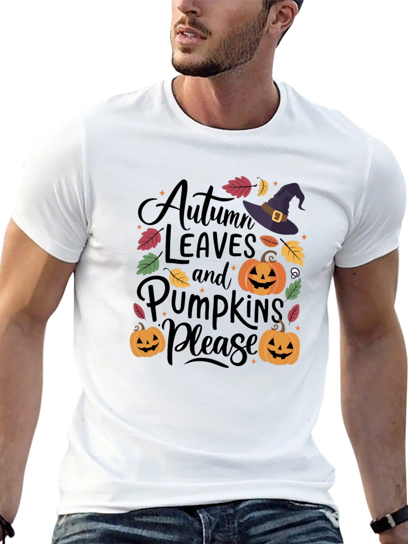 Autumn Leaves & Pumpkins Please T-Shirt