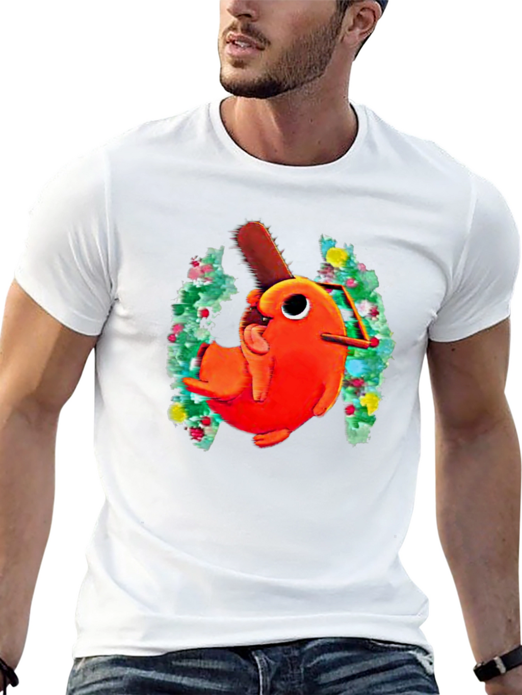 Pochita Chainsaw Dog Graphic Black T-Shirt