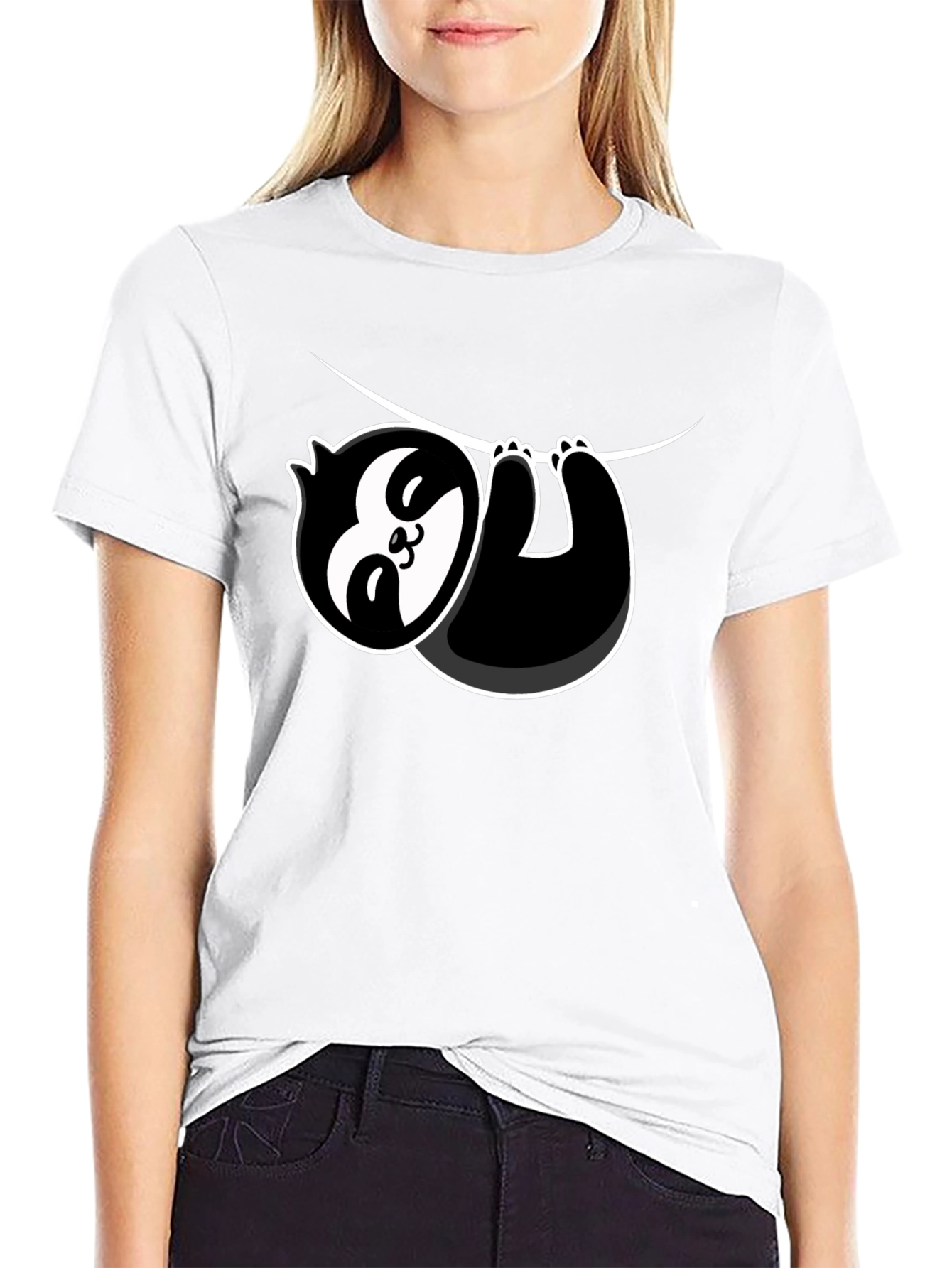 Cool Sloth Hanging Graphic T-Shirt - Black